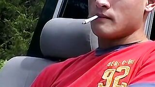 Hardcore chainsmoking and cock jerking by horny Devon and two other bad studs