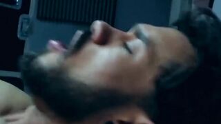 PlayingMen.com - Elegant hunk wears slick blue suit while ramming hot stud deeply and