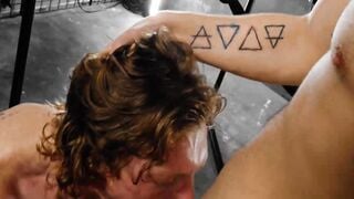 Hunk bisexuals Kyle Connors and Justin Lewis flip fucked and blowjob each other in ma