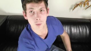 Hot slim Carlos Flores jerking his big dick