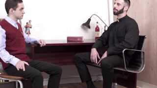 FatherXXX.com - Religious daddy teases twink with a holy dildo before a raw, sinful f