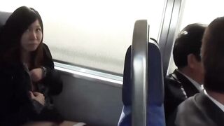 Japanese brunette hidden camera close up peeing in train