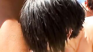 Beautiful twink fucked in private pool threesome