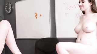 Big Tit Hazel Moore and Her Bestie Reward Themselves With Twat Eating On Professor's Desk After an Exam
