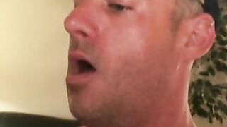 Handsome mature amateur jerks off while having cock ring on