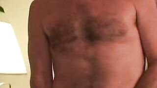 Handsome mature amateur jerks off while having cock ring on