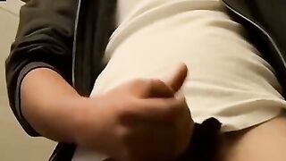 Straight thug pleasing his big cock with his mighty hands