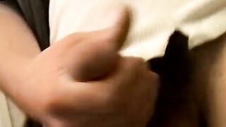 Straight thug pleasing his big cock with his mighty hands