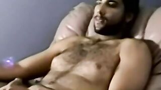 Bearded dude with hair on chest jerks off in amateur video