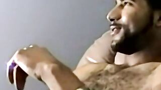 Bearded dude with hair on chest jerks off in amateur video