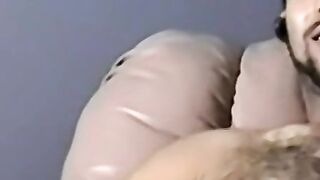 Bearded dude with hair on chest jerks off in amateur video