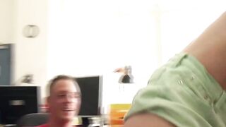 Short haired MILF eats cock