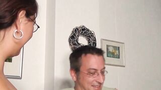 Old German amateur lovers does a 3some casting FFM