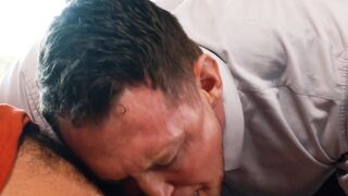ADULT TIME - Muscular Stepdad Lawson James & Colleague Pierce Paris Fucked Stepson Together! three-WAY!