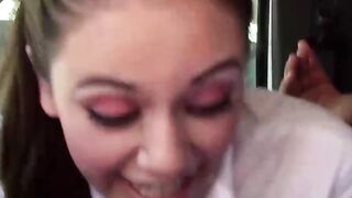 FamilyHandle.com - Naughty Lucy Doll gets her pretty face covered in hot jizz