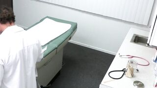 An adorable blonde Minxx Marley is so wet while her perverted doctor fingers her