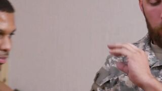 BBC stud blowing tattooed soldier before raw pounding