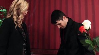 Bdsm blonde MILF tasting penis
