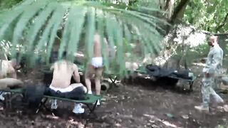 Cocksucking soldiers have an outdoor anal probing orgy