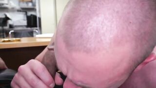 Tattooed cracker pounded doggystyle POV after blowing boss