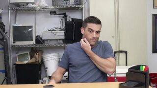 Hot stud blows big cock POV before interracial doggystyle