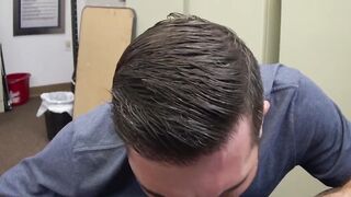 Hot stud blows big cock POV before interracial doggystyle