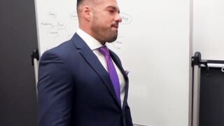Bearded businessman hunk tearing up some tight butt