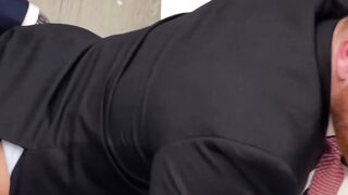 Bearded businessman hunk tearing up some tight butt