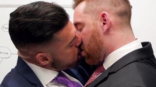 Bearded businessman hunk tearing up some tight butt