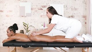 ALL WOMEN RUBS - Goddess Jenna Sativa Do Rough Scissoring During Rubs With Her Client Jenna Foxx