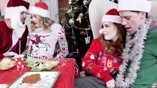 Christmas time for stepfamily ends up in hot wild foursome