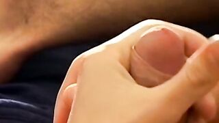 Hung Antony puffs his cigarette while stroking his big dick