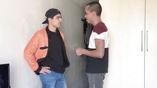 Horny dudes Giorgio Angelo and Felix Harris unite their thick cocks in the hotel