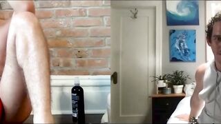 Three studs are jerking off and anal playing on live camera