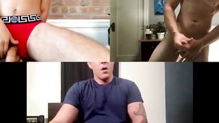 Three studs are jerking off and anal playing on live camera