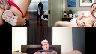 Three studs are jerking off and anal playing on live camera