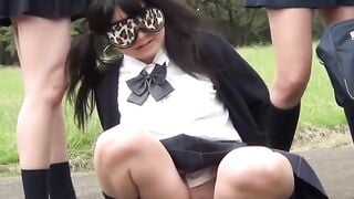 Young Asian babes caught on hidden camera peeing in public