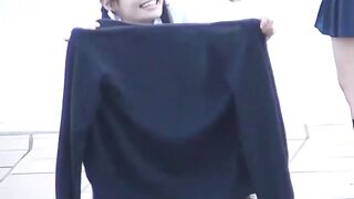 Young Asian babes caught on hidden camera peeing in public
