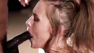 Horny teen April gets to play with two massive black dicks
