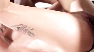 Horny teen April gets to play with two massive black dicks