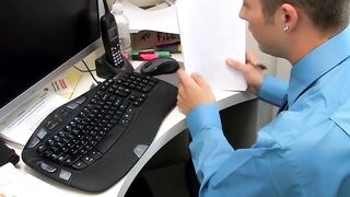 Ryan slides his long hard cock into his hot coworker Wesley