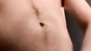 Young athletic amateur strokes his big dick and unloads jizz