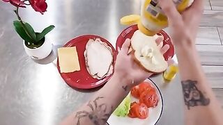 Chloe Temple loving masturbating inside semi-outdoors places like the kitchen of the house she shares with Ethan Seeks her stepbrother.