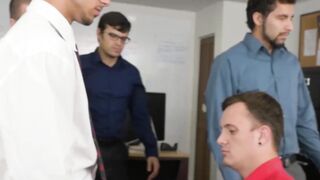 Assfucked newbie quickly learns new office regulations