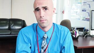 Successful boss makes his workers suck and ride his big cock
