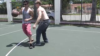 Muscular homo rides rough cowgirl style after basketball