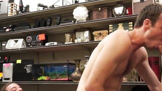 Athlete fucked by pawnbrokers on a workout machine