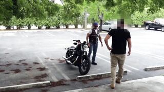 Straight biker rides cock for cash in the pawnshop