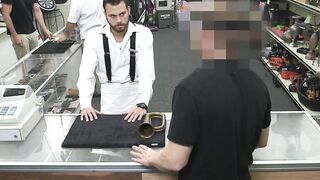 Hunky pawnbroker banging customer in the back room