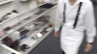 Hunky pawnbroker banging customer in the back room